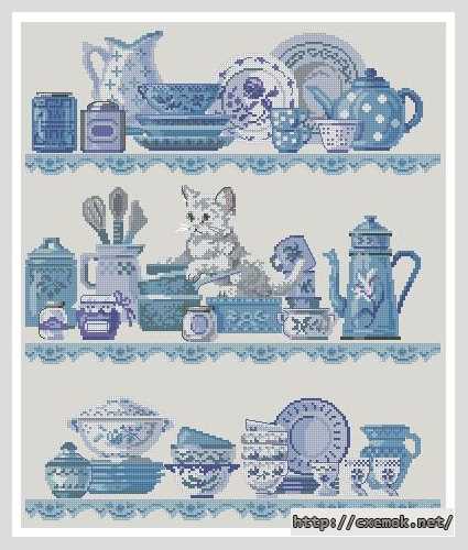 Download embroidery patterns by cross-stitch  - Для кухни гжель