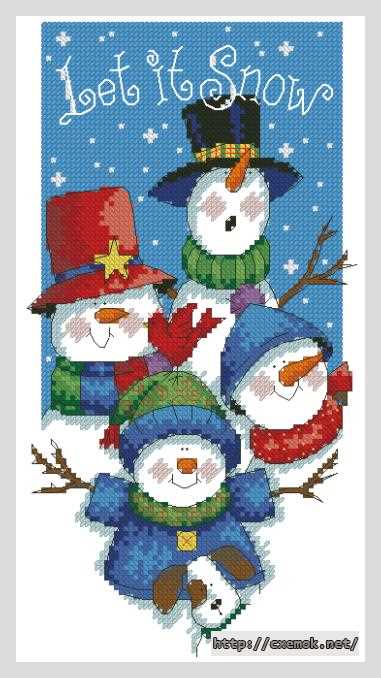Download embroidery patterns by cross-stitch  - Мини-баннер хор снеговиков