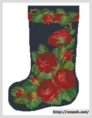 Download embroidery patterns by cross-stitch  - Сапожок красные розы