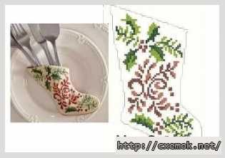 Download embroidery patterns by cross-stitch  - Новогодний сапожок для столовых приборов
