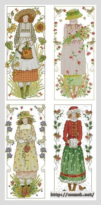 Download embroidery patterns by cross-stitch  - Сезонные панельки с девушкой
