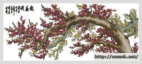 Скачать схему вышивки нитками Цветочное дерево (Розовая сакура)