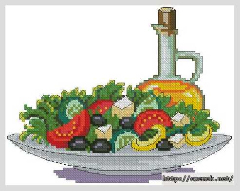 Download embroidery patterns by cross-stitch  - Салат с оливковым маслом