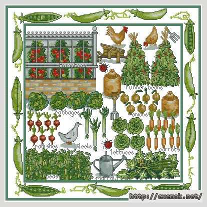 Download embroidery patterns by cross-stitch  - Огородный сэмплер