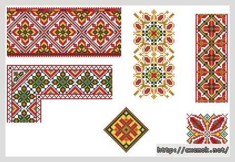 Скачать схему вышивки нитками Украинские орнаменты