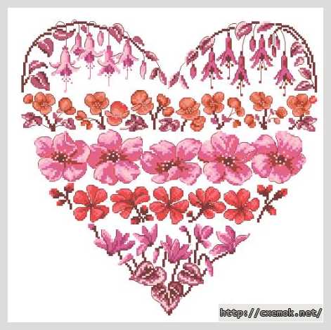 Download embroidery patterns by cross-stitch  - Цветочное сердечко