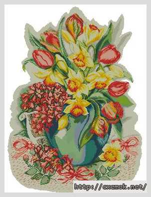 Download embroidery patterns by cross-stitch  - Весенняя симфония (нарцысы и тюльпаны)