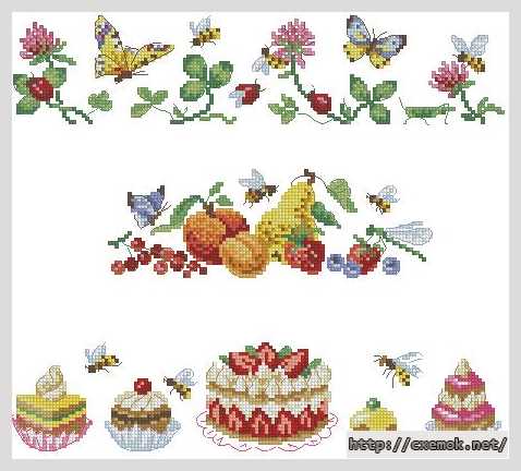 Download embroidery patterns by cross-stitch  - Бордюр с десертами