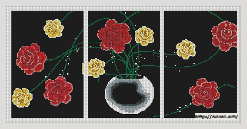 Download embroidery patterns by cross-stitch  - Триптих на черном, author 