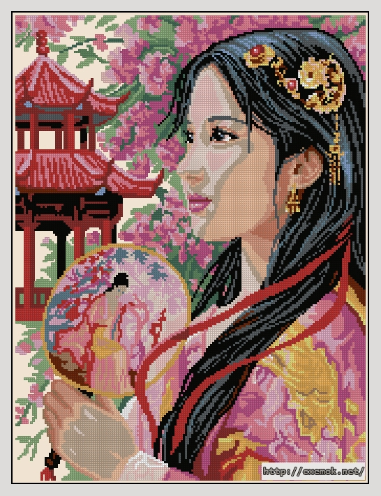 Скачать схему вышивки нитками Princess of Asia, автор 