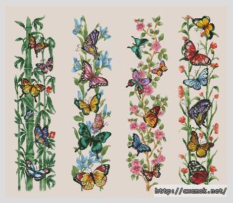 Download embroidery patterns by cross-stitch  - Сезонные панельки с бабочками