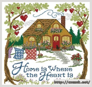 Скачать схемы вышивки нитками / крестом  - Home is where the heart is