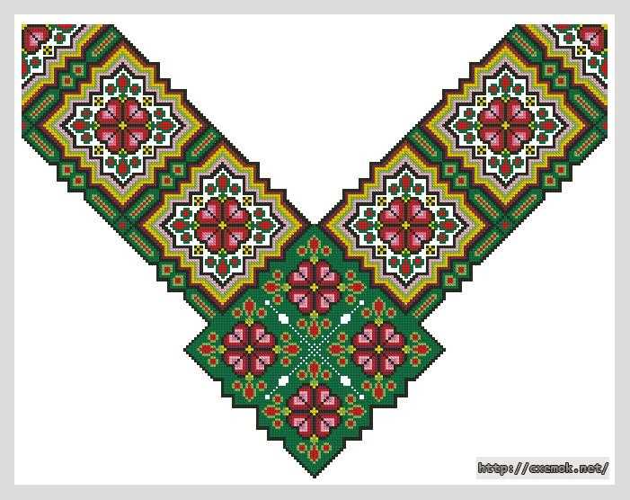 Download embroidery patterns by cross-stitch  - Зелений орнамент