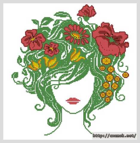 Download embroidery patterns by cross-stitch  - Девушка с маками