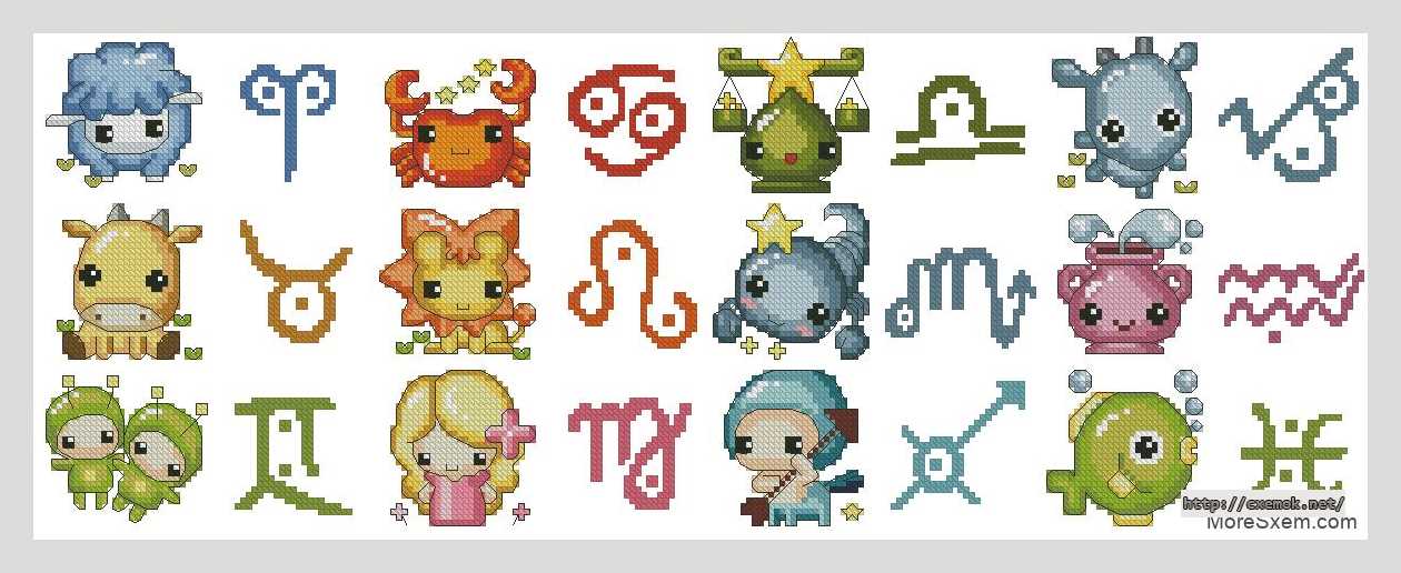 Download embroidery patterns by cross-stitch  - Знаки зодиака (корея)