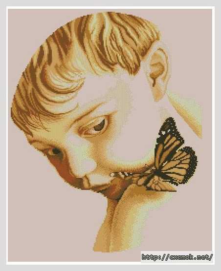 Завантажити схеми вишивки нитками / хрестом  - Мальчик с бабочкой