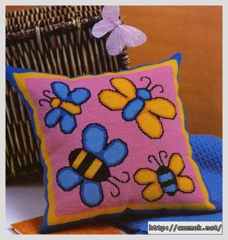 Download embroidery patterns by cross-stitch  - Подушка «бабочки»