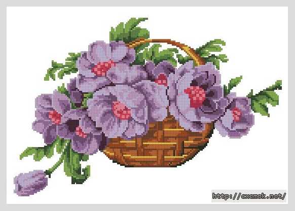 Download embroidery patterns by cross-stitch  - Корзина с цветами