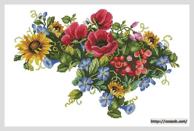 Завантажити схеми вишивки нитками / хрестом  - Карта украины цветочная