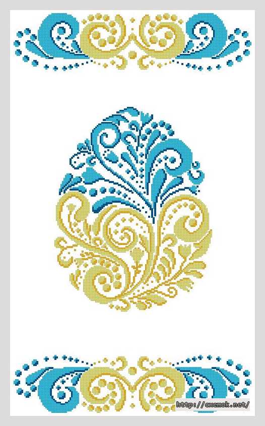 Download embroidery patterns by cross-stitch  - Пасхальний рушник «яйко жовто-блакитне»