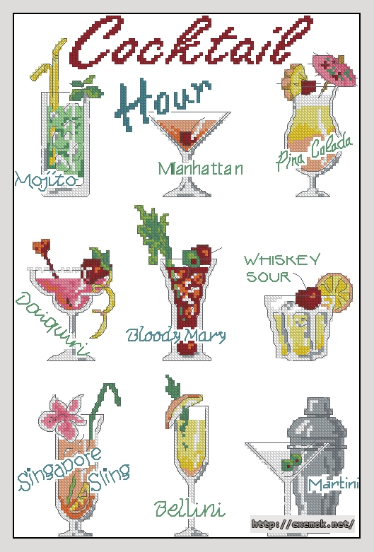 Download embroidery patterns by cross-stitch  - Cocktail hour, author 