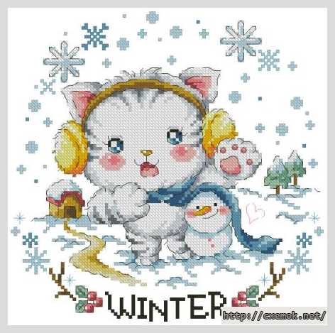 Download embroidery patterns by cross-stitch  - Зимний кот