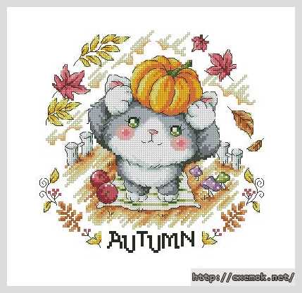 Скачать схему вышивки нитками Осенний кот
