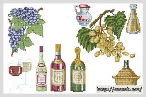 Download embroidery patterns by cross-stitch  - Вино