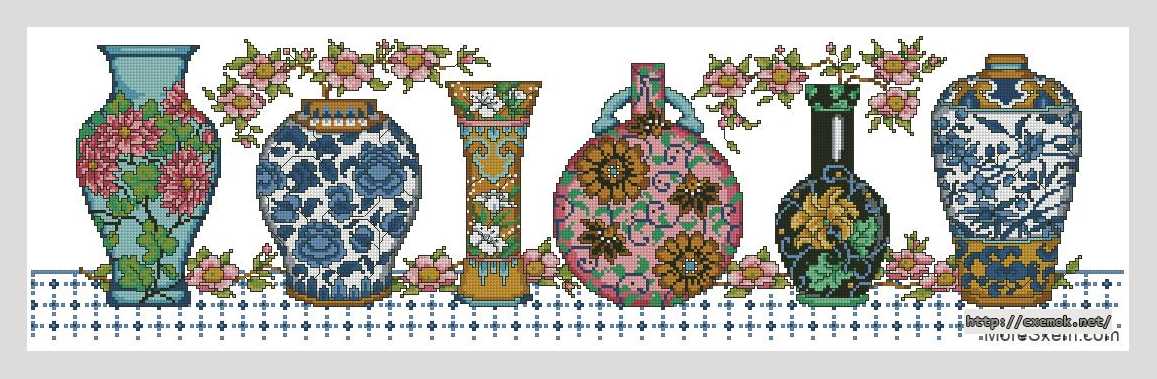 Download embroidery patterns by cross-stitch  - Ряд ваз