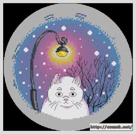 Download embroidery patterns by cross-stitch  - Снежный котейка