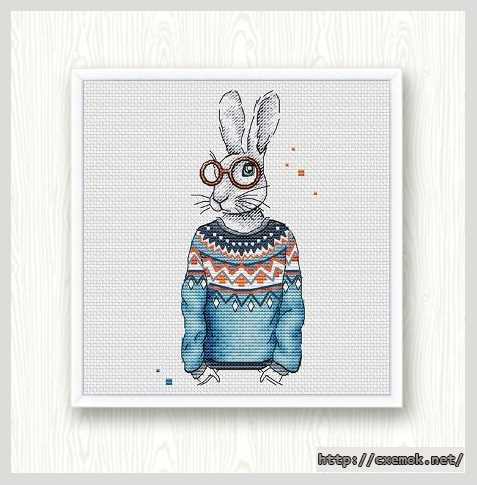 Download embroidery patterns by cross-stitch  - Заяц-хипстер