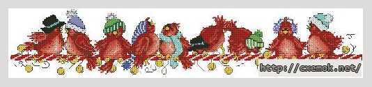Download embroidery patterns by cross-stitch  - Рождественские птички