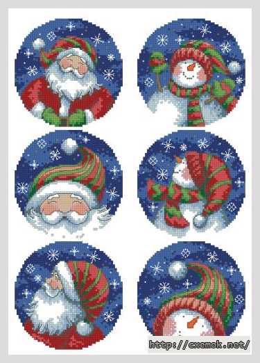Download embroidery patterns by cross-stitch  - Санта с снеговиком