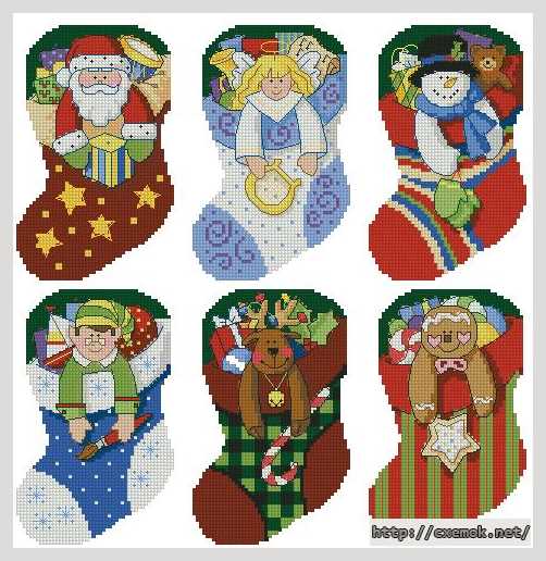 Download embroidery patterns by cross-stitch  - Новогодние сапоги