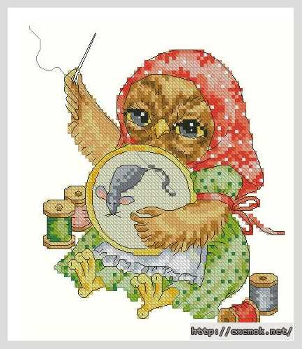 Download embroidery patterns by cross-stitch  - Сова вишивальница