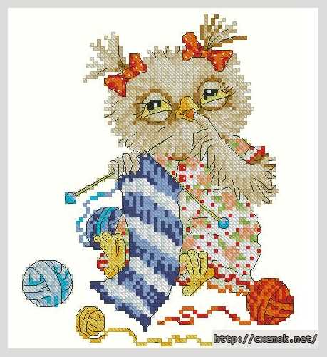 Download embroidery patterns by cross-stitch  - Сова вязальщица