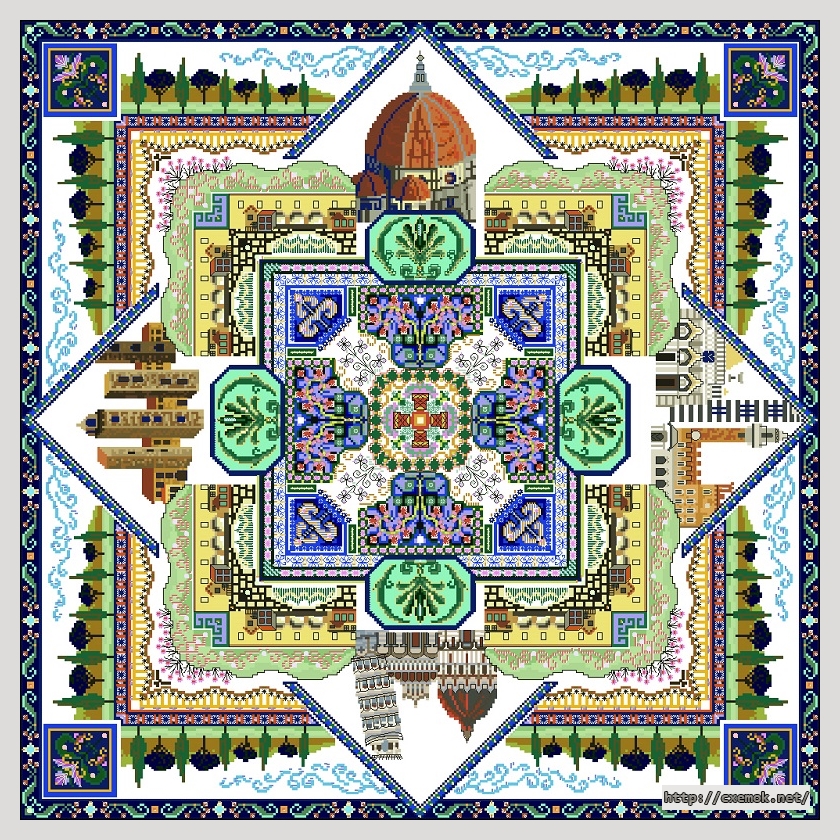 Download embroidery patterns by cross-stitch  - Tuscany town mandala