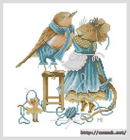 Download embroidery patterns by cross-stitch  - Мышь вера одевает шарф