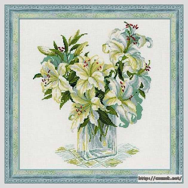 Download embroidery patterns by cross-stitch  - Букет лилий