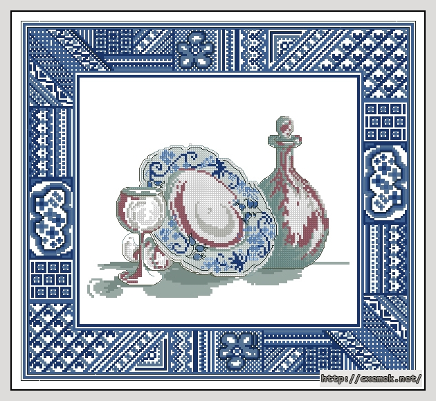 Download embroidery patterns by cross-stitch  - The blue dish, author 