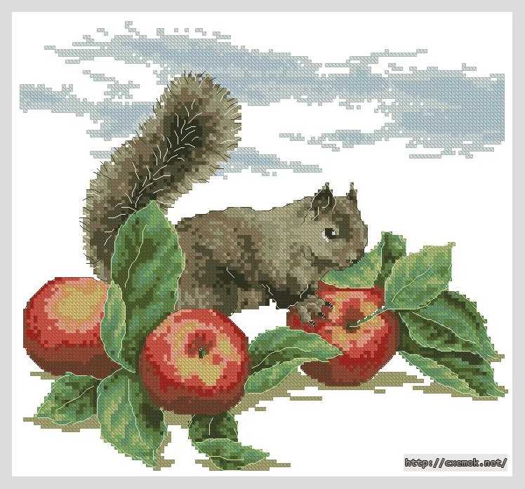 Download embroidery patterns by cross-stitch  - Пушистая лакомка