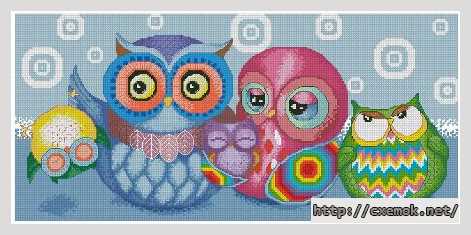 Download embroidery patterns by cross-stitch  - Совиная семья