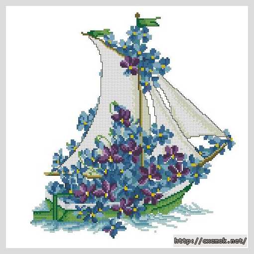 Download embroidery patterns by cross-stitch  - Цветочная лодка