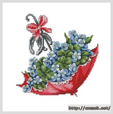 Download embroidery patterns by cross-stitch  - Красный зонт