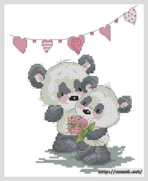 Download embroidery patterns by cross-stitch  - Влюблённые панды