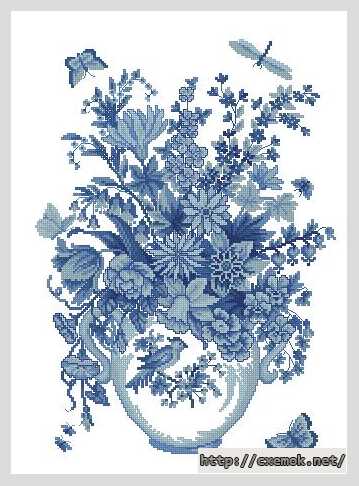 Download embroidery patterns by cross-stitch  - Голубой букет