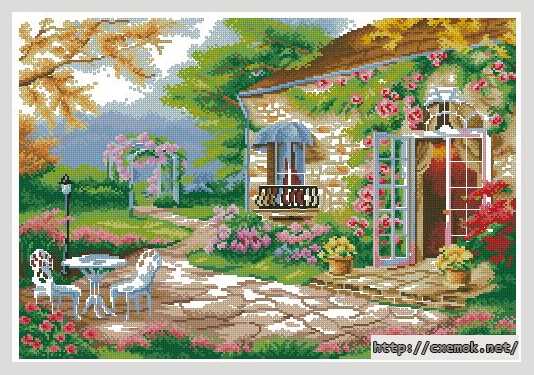 Download embroidery patterns by cross-stitch  - Романтический сад