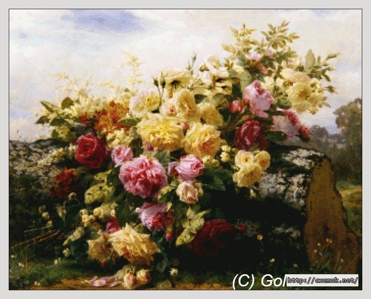 Скачать схемы вышивки нитками / крестом  - Still life with flowers (small), автор 