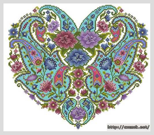 Download embroidery patterns by cross-stitch  - Индийское пашминское сердце
