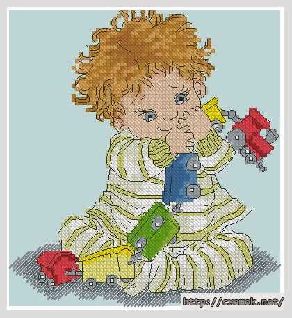 Download embroidery patterns by cross-stitch  - Малыш с паровозиком